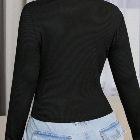 SHEIN EZwear Zip up Ribbed Kint Slim Fit Tee - Picture 5 of 6